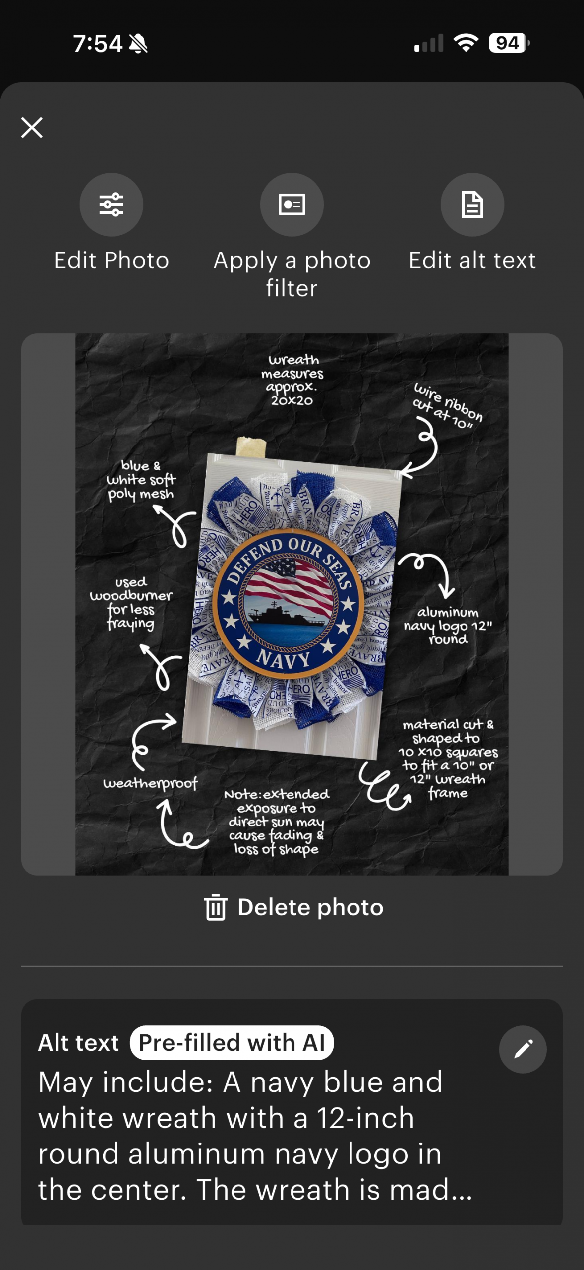 Patriotic Navy Weath - Image 3