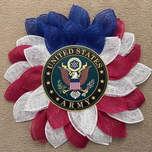 Army-Themed Mesh Door Wreath--Red, white, and blue deco mesh