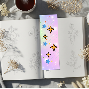 Enchanted Flying Stars Bookmark — Celestial Glow Design