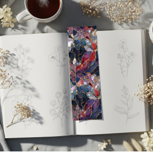 Floral Mosaic Shard Bookmark — Shattered Bloom Design
